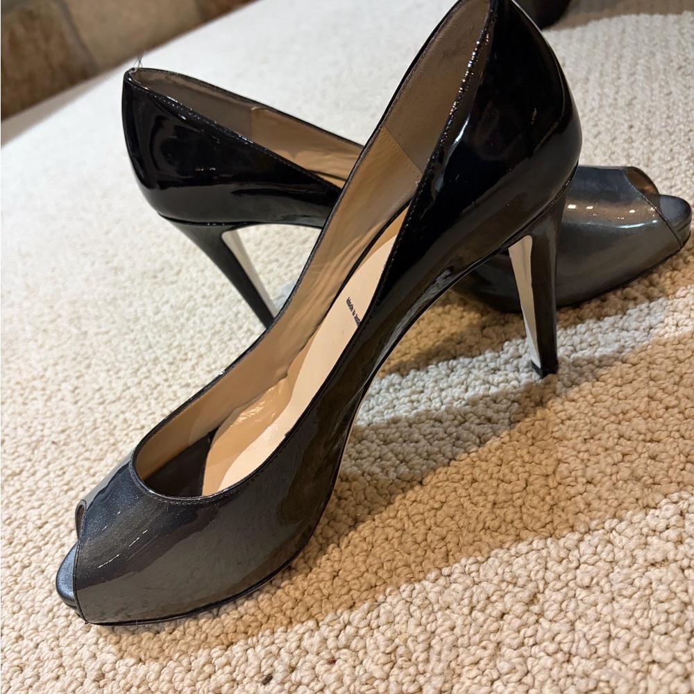 Ron White Black/Siver Peep-Toe Heels